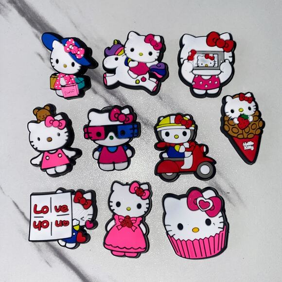 New 10 pcs set Hello Kitty Sanrio Charms Shoe Japanese Chan Clog Mules Foam Boat - Picture 1 of 2